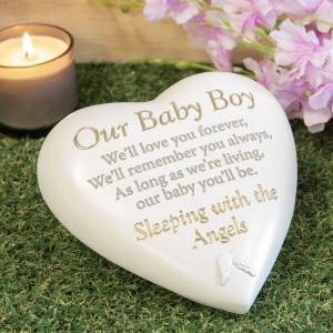 THOUGHTS OF YOU GRAVESIDE HEART PLAQUE OUR BABY BOY
